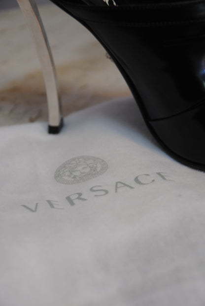 Versace corset lace up pointed toe stilleto mules