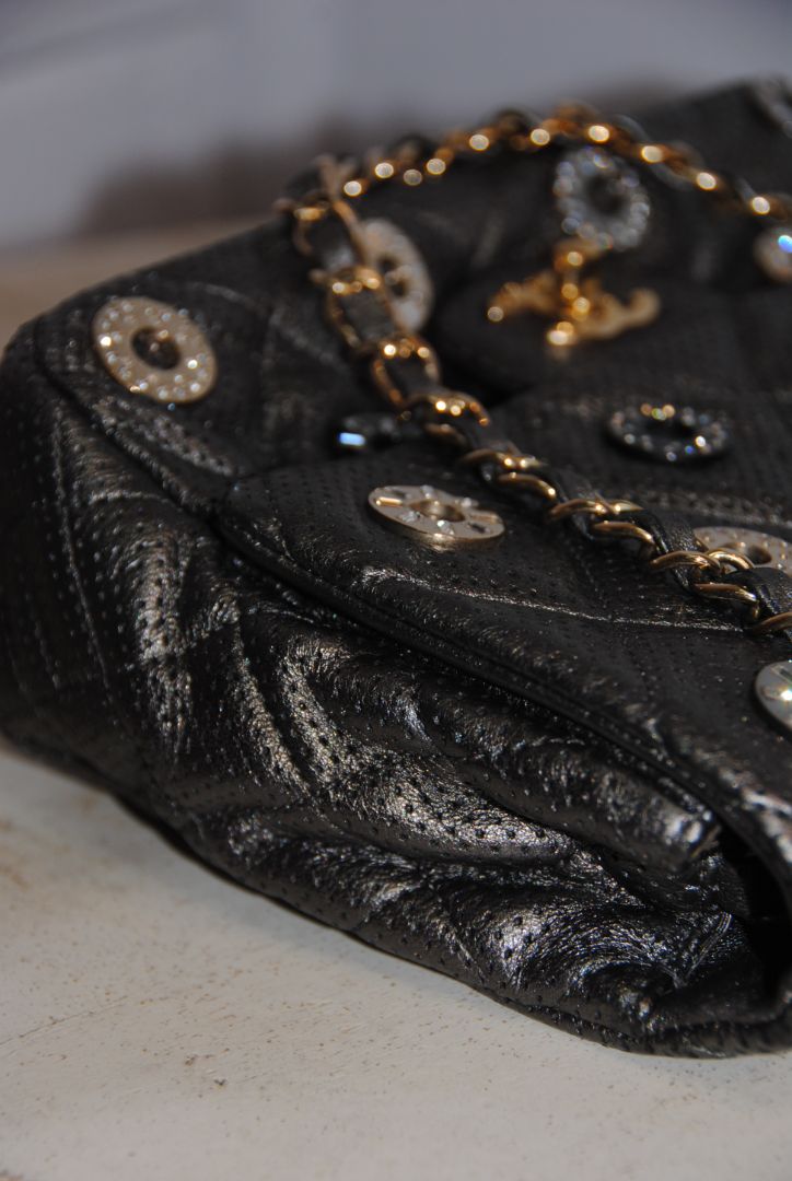 Chanel Paris-Dubai Pewter Metallic Lambskin CC Medals Medium Flap Bag