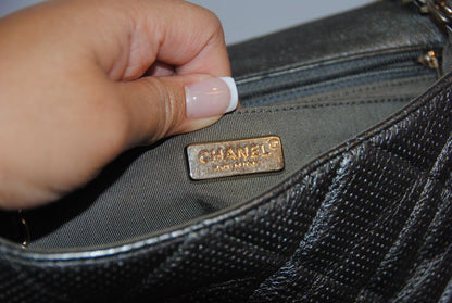 Chanel Paris-Dubai Pewter Metallic Lambskin CC Medals Medium Flap Bag
