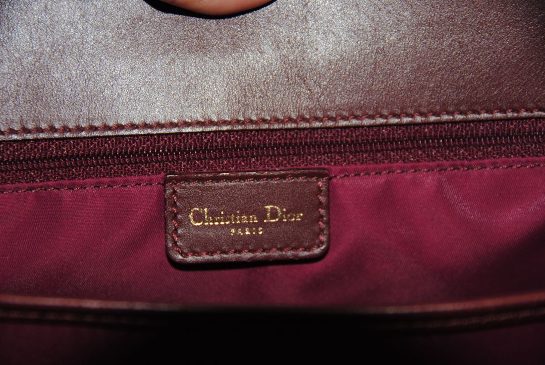 Christian Dior Vintage Burgundy Oblique trotter double pocket tote