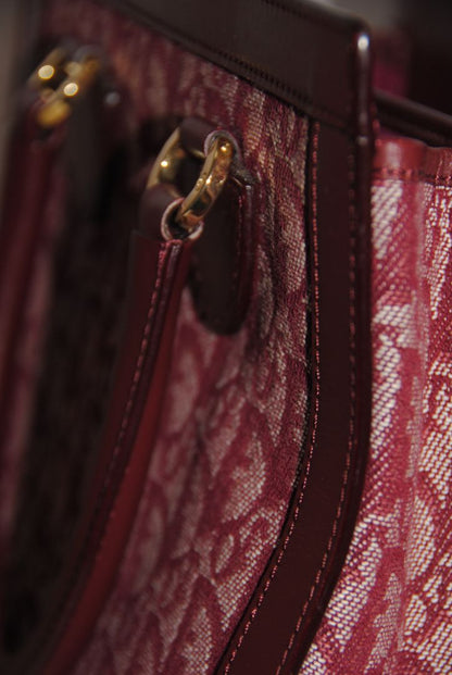 Christian Dior Vintage Burgundy Oblique trotter double pocket tote