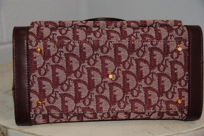Christian Dior Vintage Burgundy Oblique trotter double pocket tote