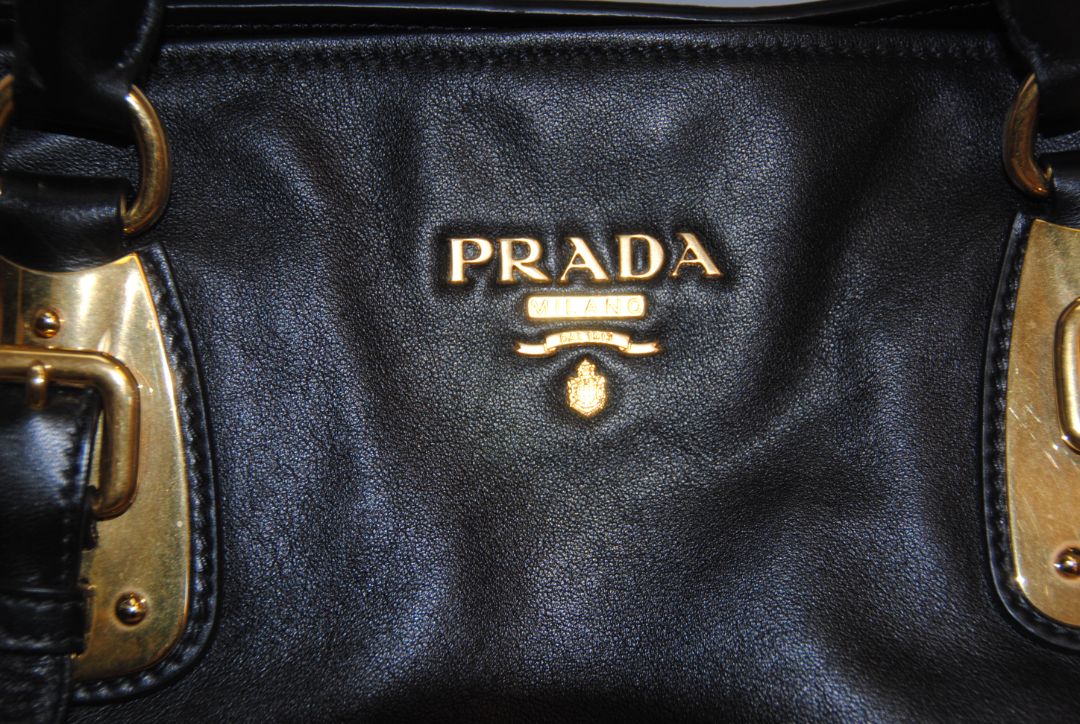 Prada Large Soft Calf Leather Bauletto Bag in Nero Black