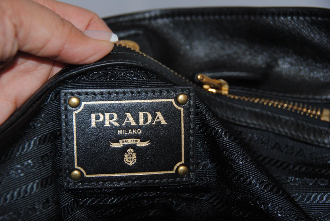 Prada Large Soft Calf Leather Bauletto Bag in Nero Black