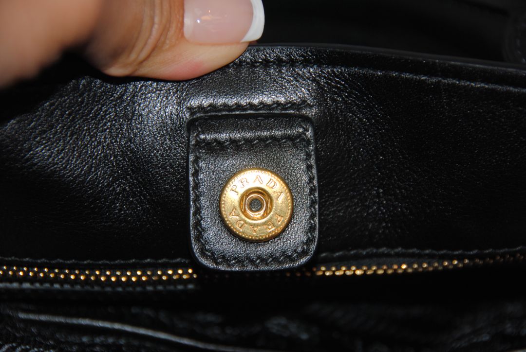 Prada Large Soft Calf Leather Bauletto Bag in Nero Black