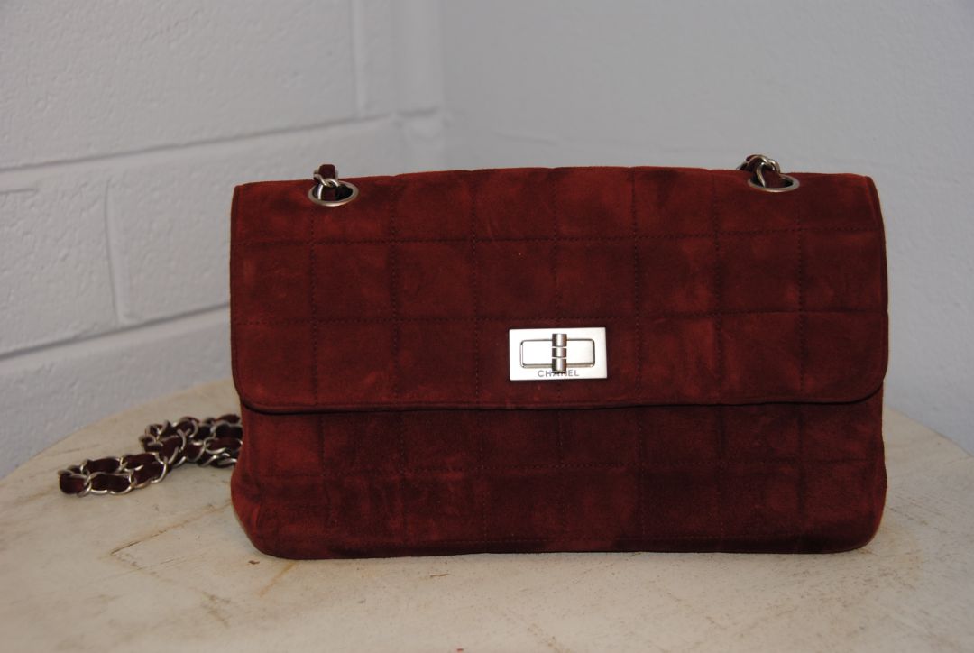 Chanel Vintage Square-Quilted Suede Mademoiselle Crossbody Flap Bag