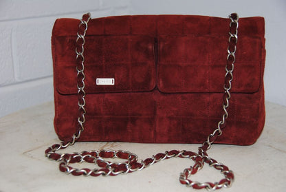 Chanel Vintage Square-Quilted Suede Mademoiselle Crossbody Flap Bag
