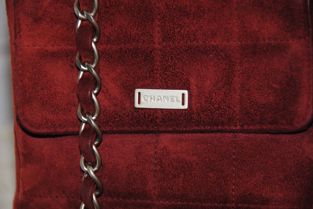 Chanel Vintage Square-Quilted Suede Mademoiselle Crossbody Flap Bag