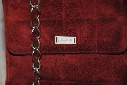 Chanel Vintage Square-Quilted Suede Mademoiselle Crossbody Flap Bag