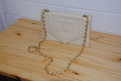 Chanel Vintage Stitched CC Envelope Flap Chain Shoulder Bag