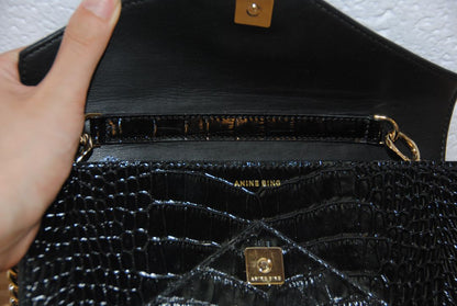 Anine Bing chain croc embossed bag