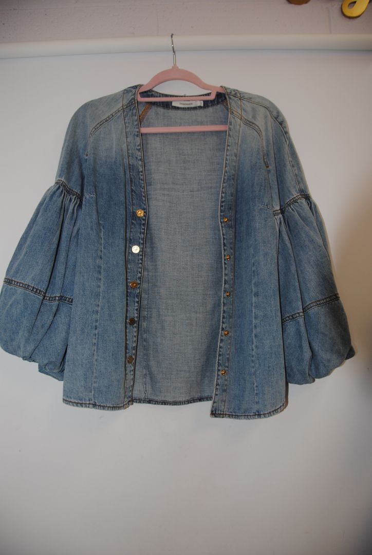 Zimmerman Balloon Sleeve Denim Blouse