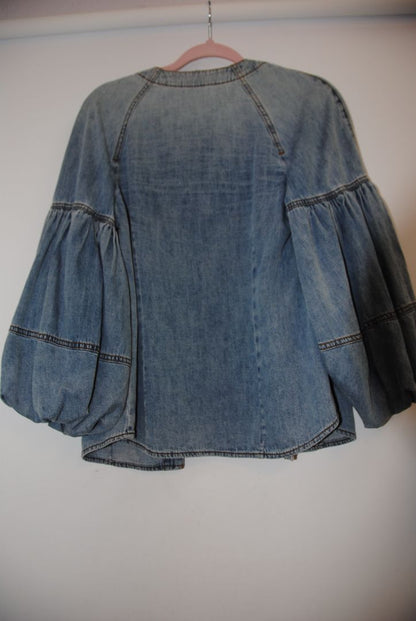 Zimmerman Balloon Sleeve Denim Blouse