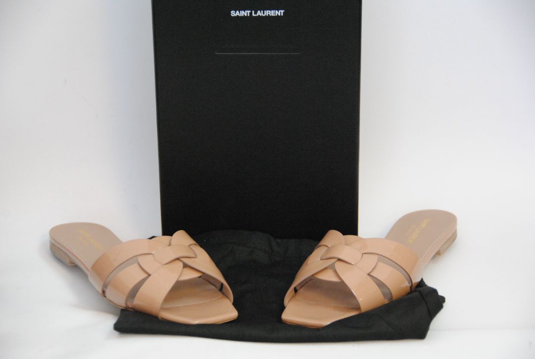 Nu Pieds Woven Patent Leather