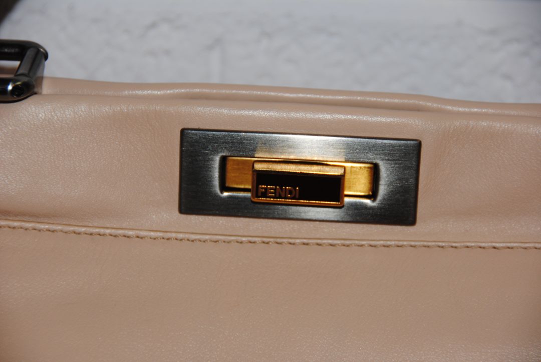 Fendi peekaboo large blush beige top handle with strap