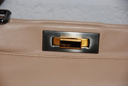 Fendi peekaboo large blush beige top handle with strap