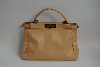 Fendi peekaboo large blush beige top handle with strap