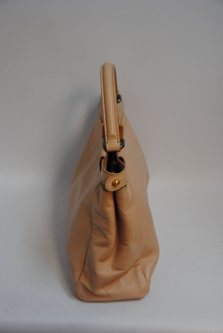 Fendi peekaboo large blush beige top handle with strap