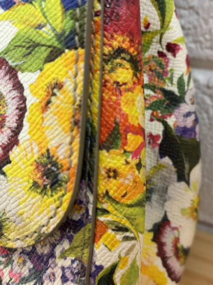 Dolce & Gabbana Dauphine leather handbag with multicolor floral print and gold-tone hardware
