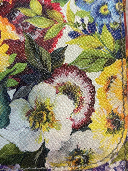 Dolce & Gabbana floral-printed Dauphine bag in textured leather with vibrant rose motif

