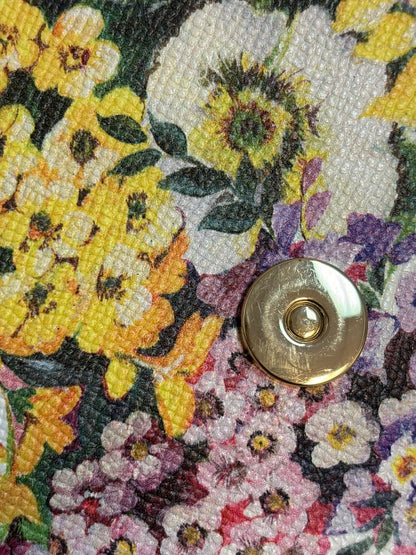 Dolce & Gabbana Dauphine leather handbag with multicolor floral print and gold-tone hardware