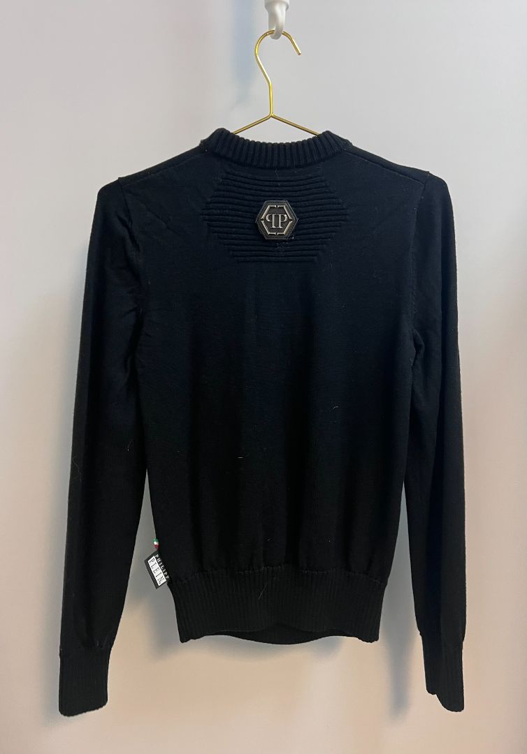 black multi Philipp Plein long sleeve sweater, S