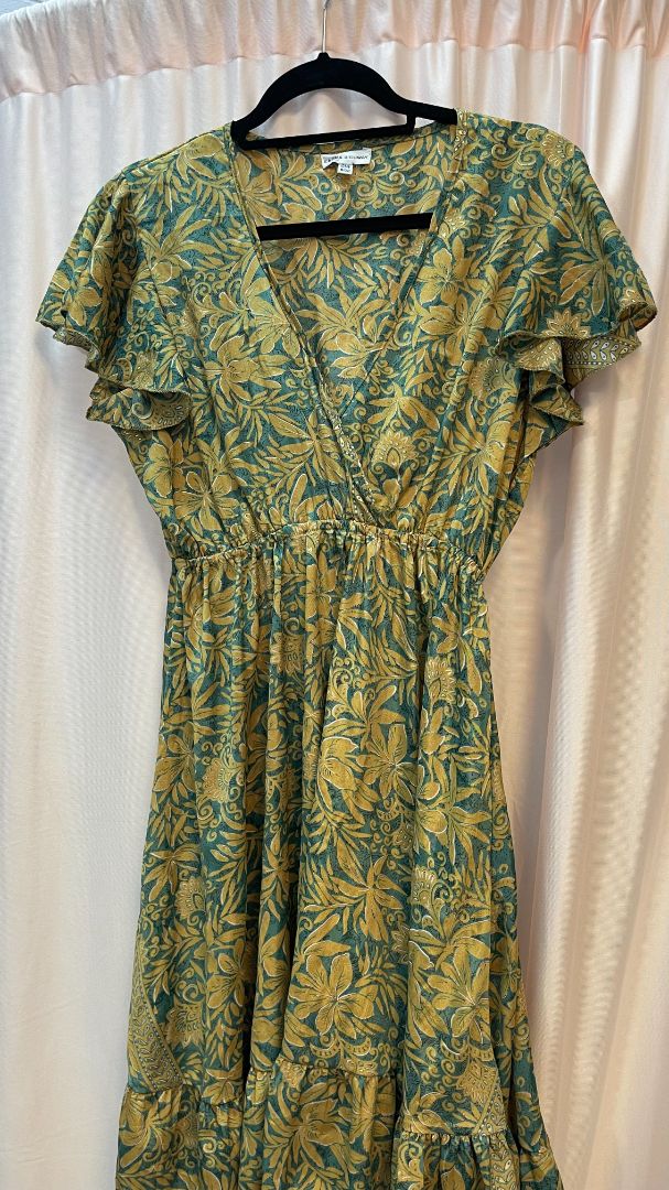 yellow and green Karma highway floral dress, one size