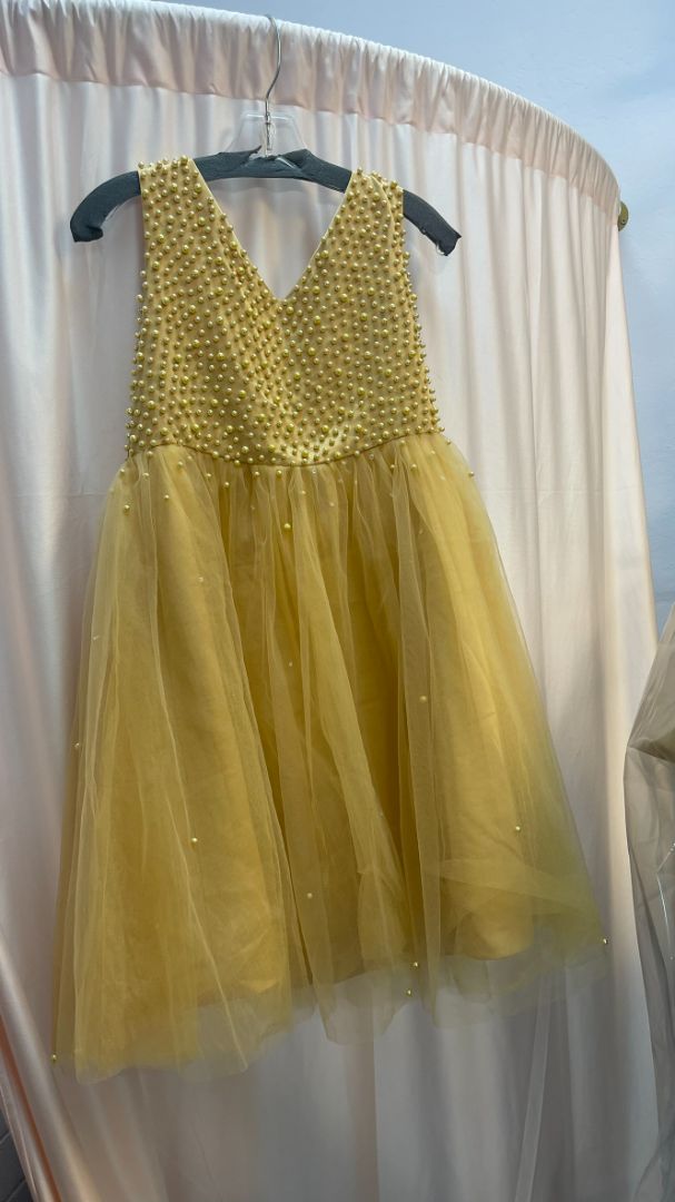 yellow Hebeos beaded V-neck dress, one size