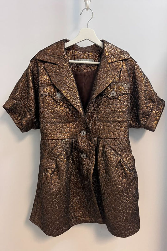 brown metallic Annva buttoned jacket, M