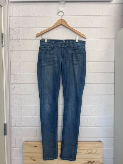 blue wash 7 for all mankind vintage skinny jeans, 28