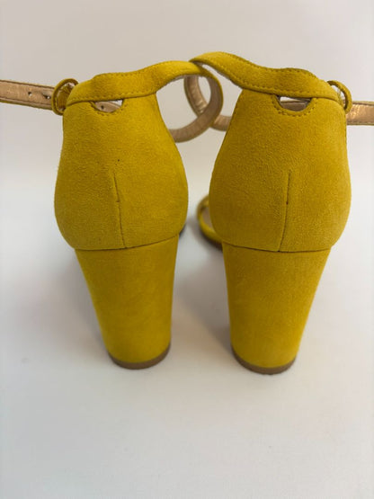 mustard Stuart Weitzman stack heels, 4.5 US