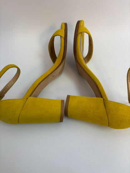 mustard Stuart Weitzman stack heels, 4.5 US