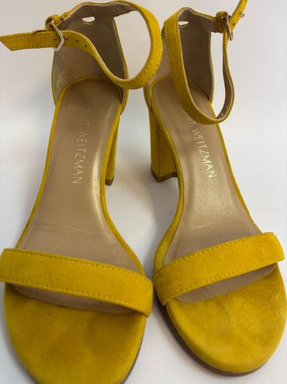 mustard Stuart Weitzman stack heels, 4.5 US