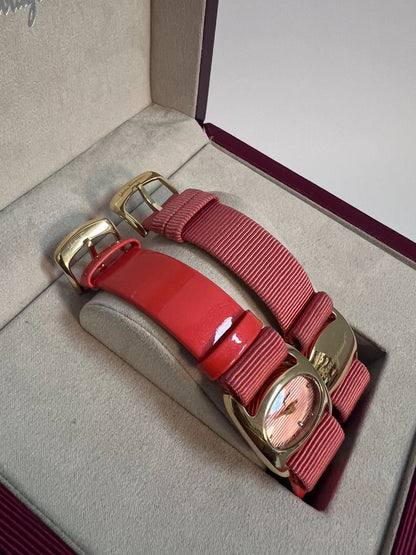 pink Salvatore Ferragamo dual bracelet and watch, OS