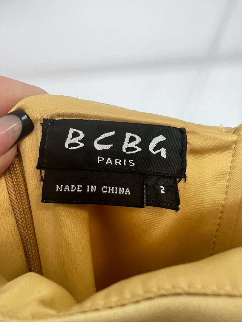 yellow BCBG Paris strapless dress, 2