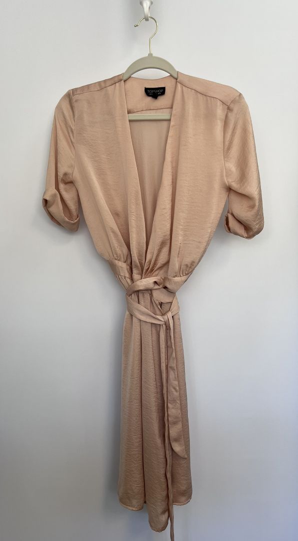 rose pink Topshop wrap dress, US 4