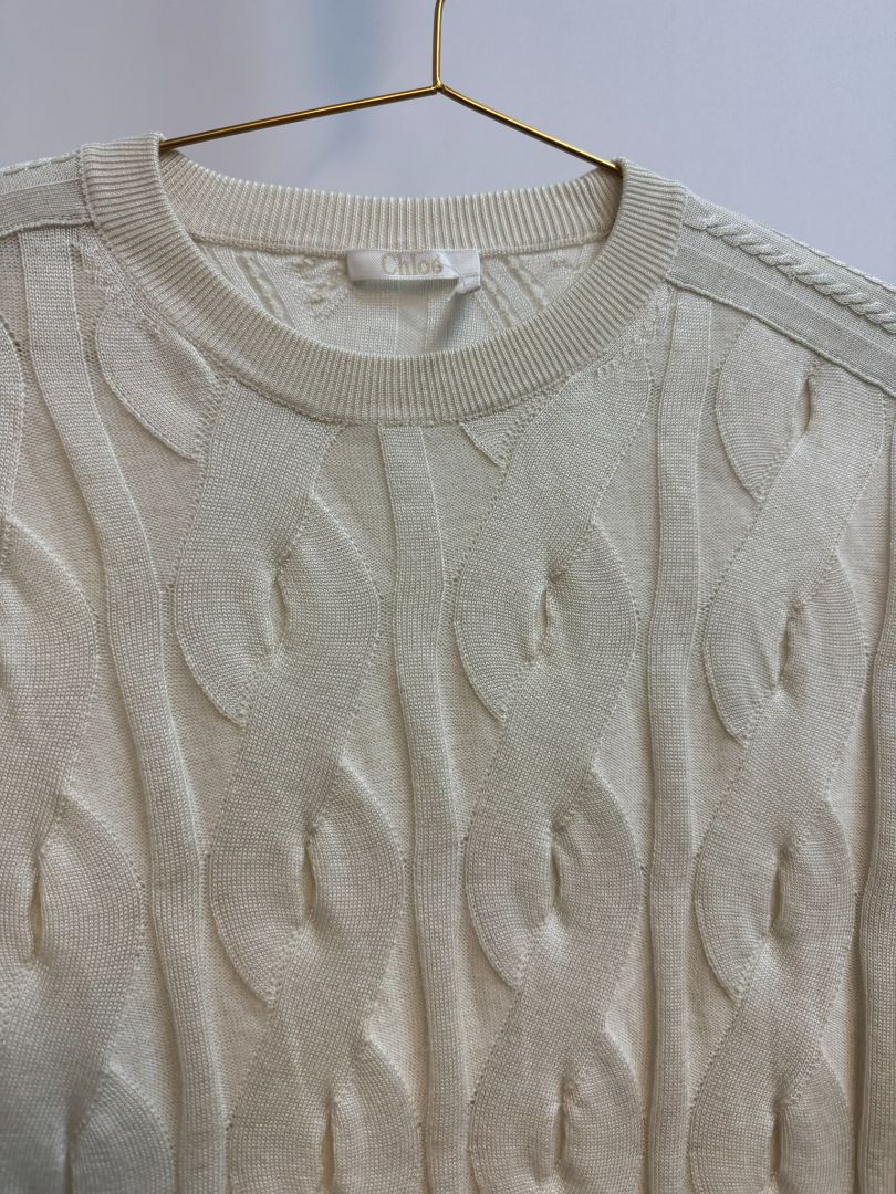 white Chloe sweater top, L