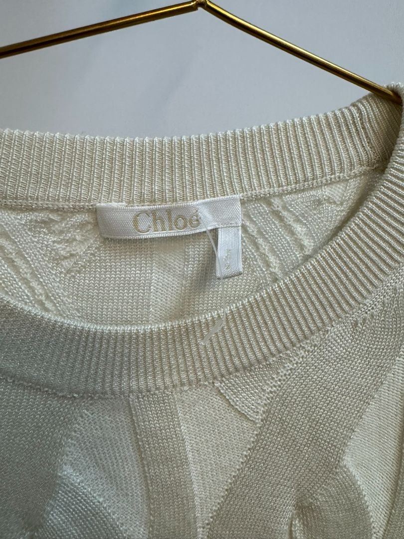white Chloe sweater top, L