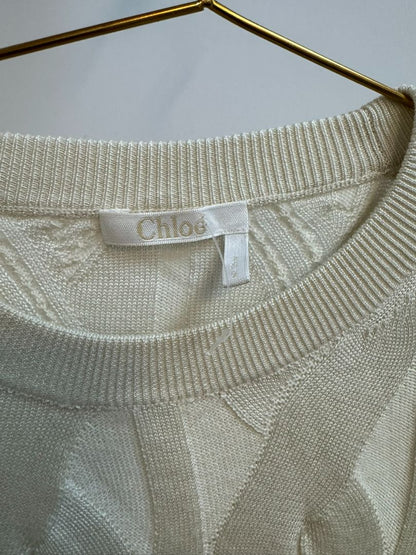white Chloe sweater top, L