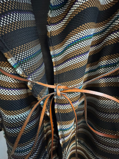 brown and gray and black Dorothee Schumaccer wrap coat, XL
