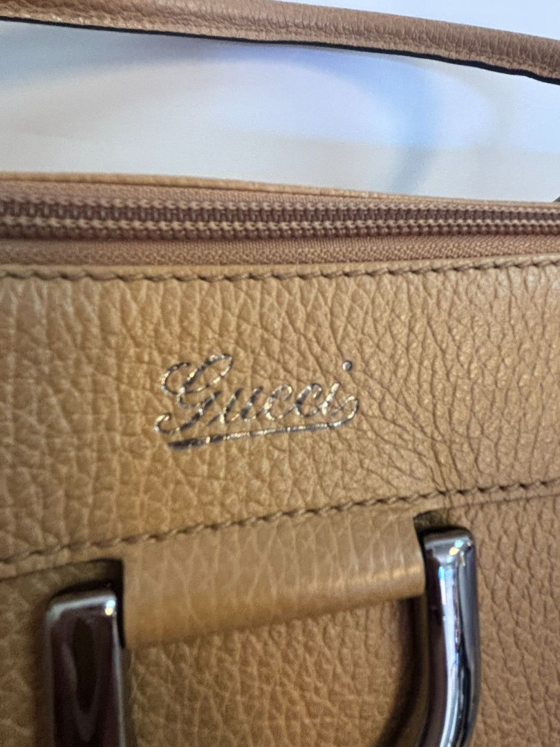 tan Gucci hobo bag, 16 x 10x 5 approx handle 9 inches
