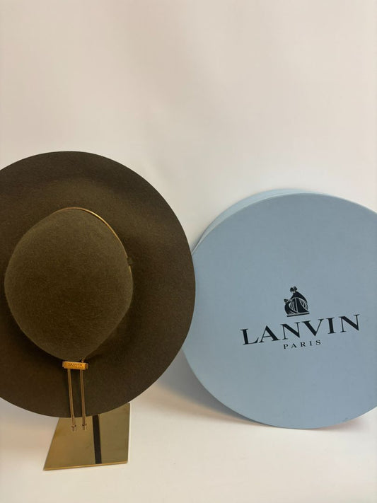 olive green Lanvin wide brim wool hat, 58
