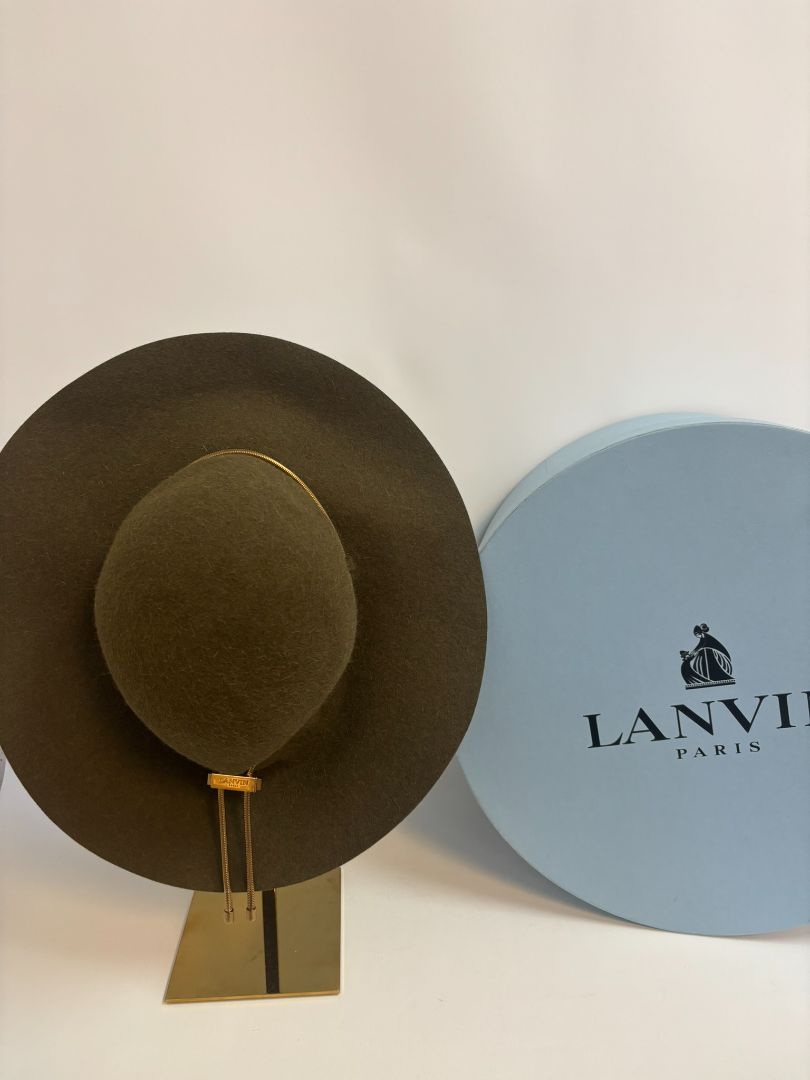 olive green Lanvin wide brim wool hat, 58