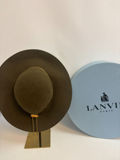 olive green Lanvin wide brim wool hat, 58