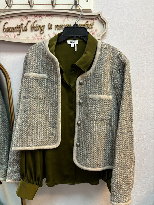 multi color Amanda + Chelsea multi colored tweed jacket NWT, XL