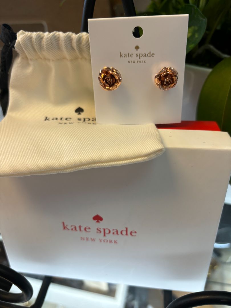 rose gold Kate Spade rose stud earrings, S