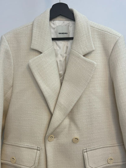 white Sandro double breast coat, L