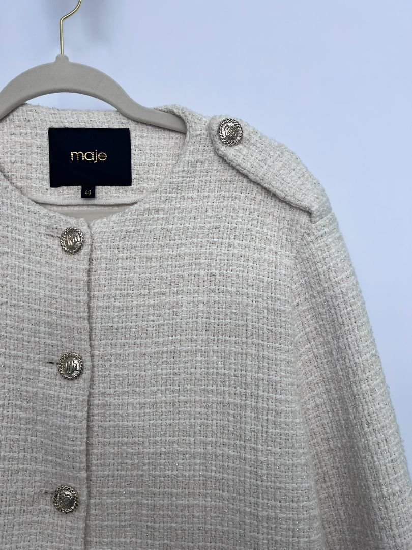 white Maje tweed jacket, 40 EU