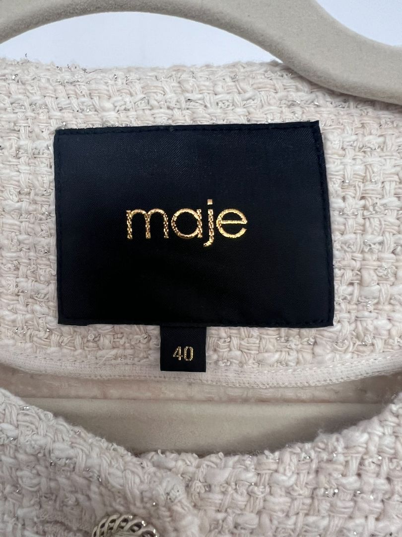 white Maje tweed jacket, 40 EU