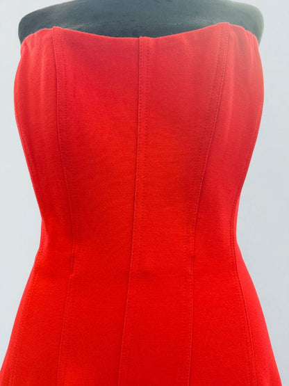 crimson red Lexi structured strapless gown